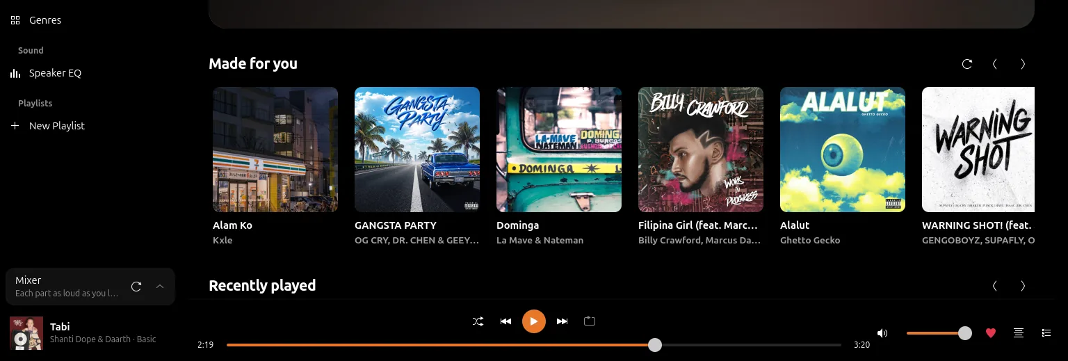 Radiance Music's Home on a computer: a row of song covers made for you